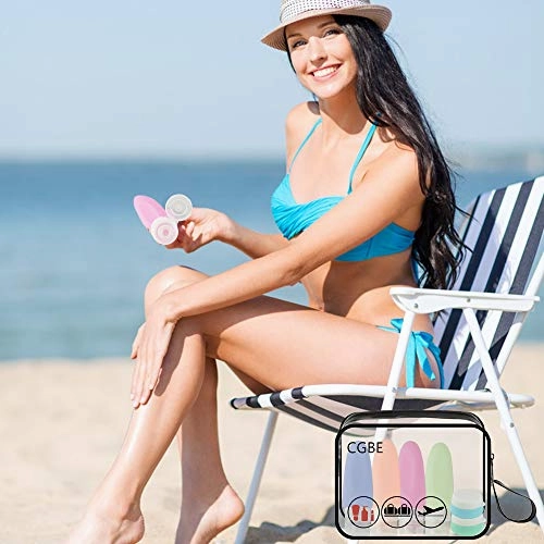 CGBE Travel Bottles Set with Clear Toiletry Bag, TSA Approved Leakproof Refillable Silicone Travel Accessories, Squeezable Travel Size Cosmetic Toiletries Containers