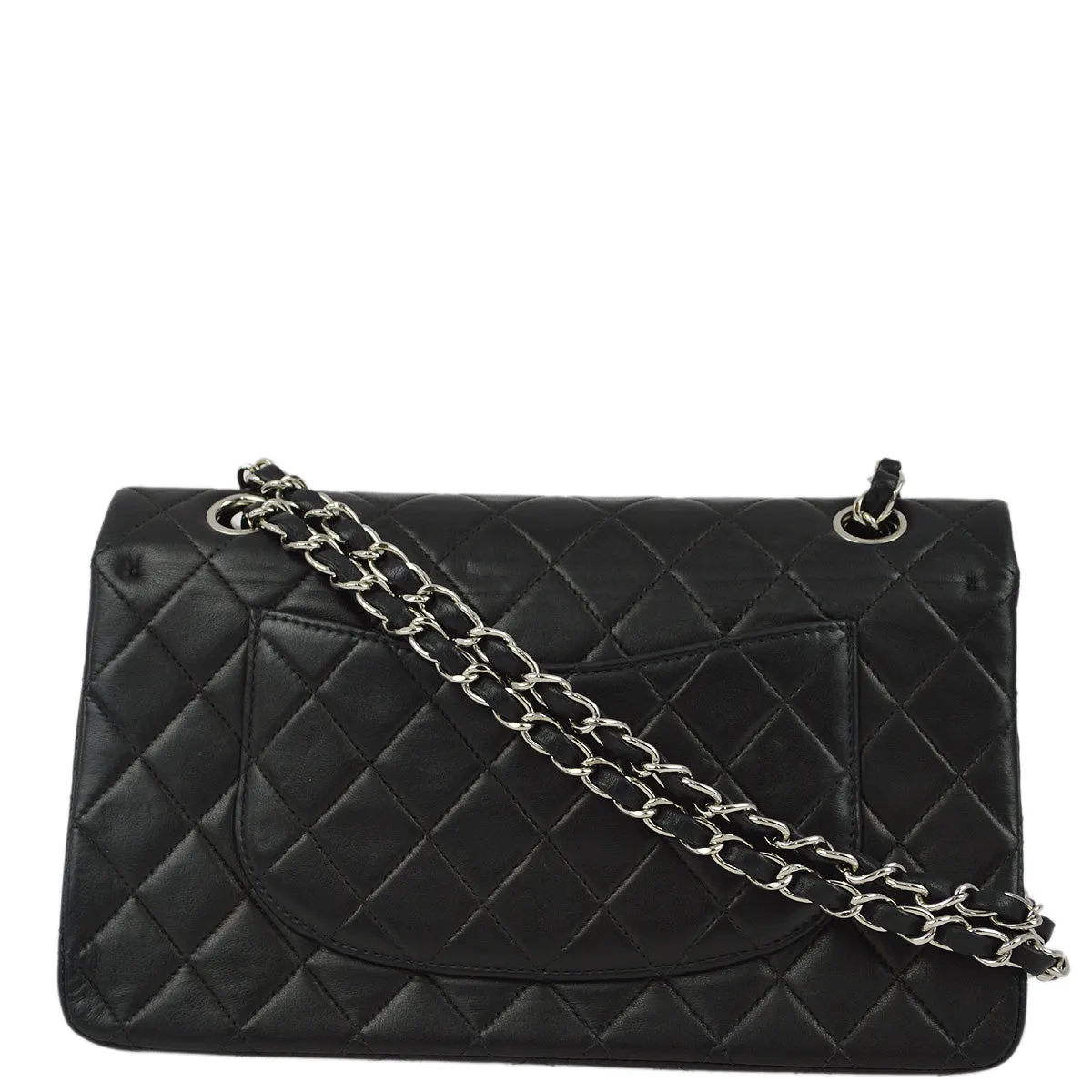 Chanel 2000-2001 Black Lambskin Medium Classic Double Flap Shoulder Bag