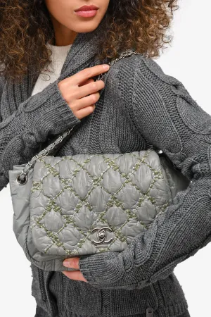 Chanel? 2011 Pale Green Nylon Paris-Byzance 'Tweed on Stitch' Bubble Flap Shoulder Bag