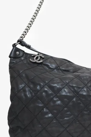 Chanel? 2012 Black Irridescent Leather Coco Daily Hobo Shoulder Bag