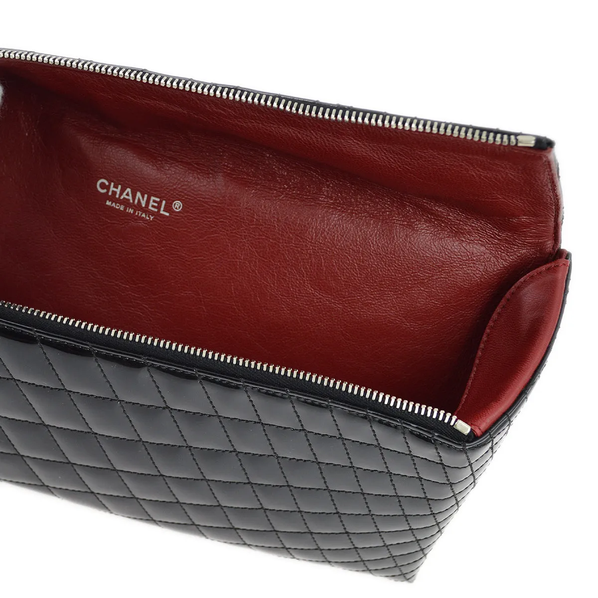 Chanel Black Patent Leather Double Chain Shoulder Bag