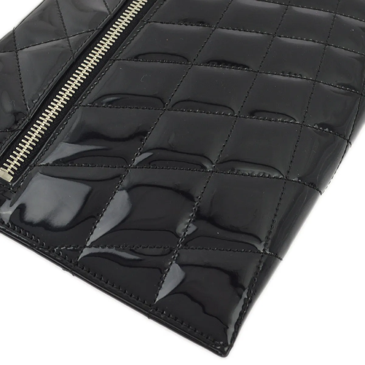 Chanel Black Patent Leather Double Chain Shoulder Bag