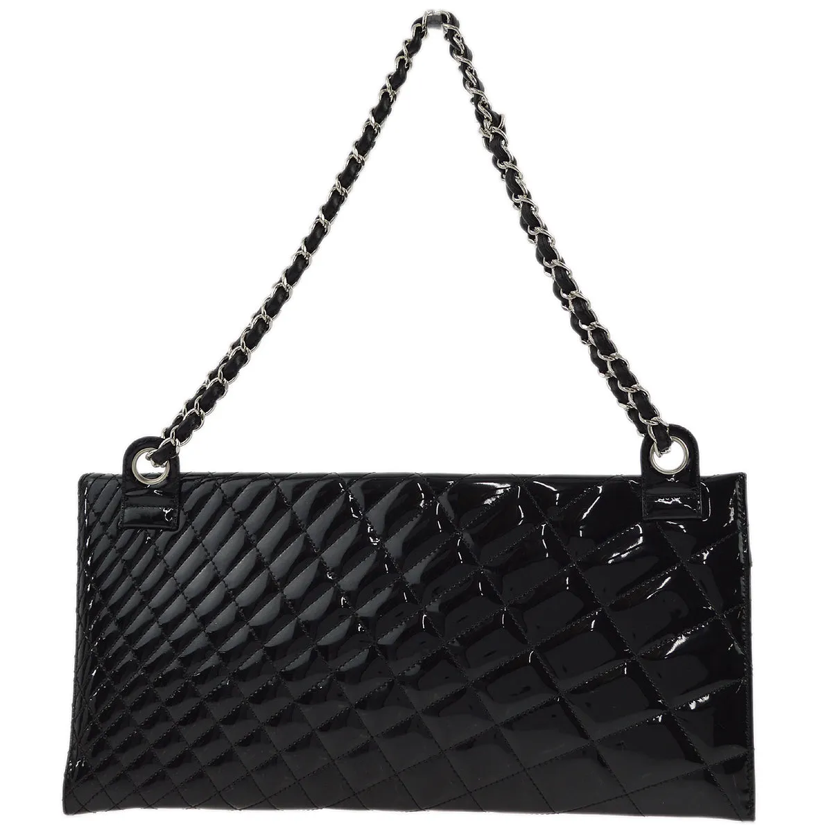 Chanel Black Patent Leather Double Chain Shoulder Bag