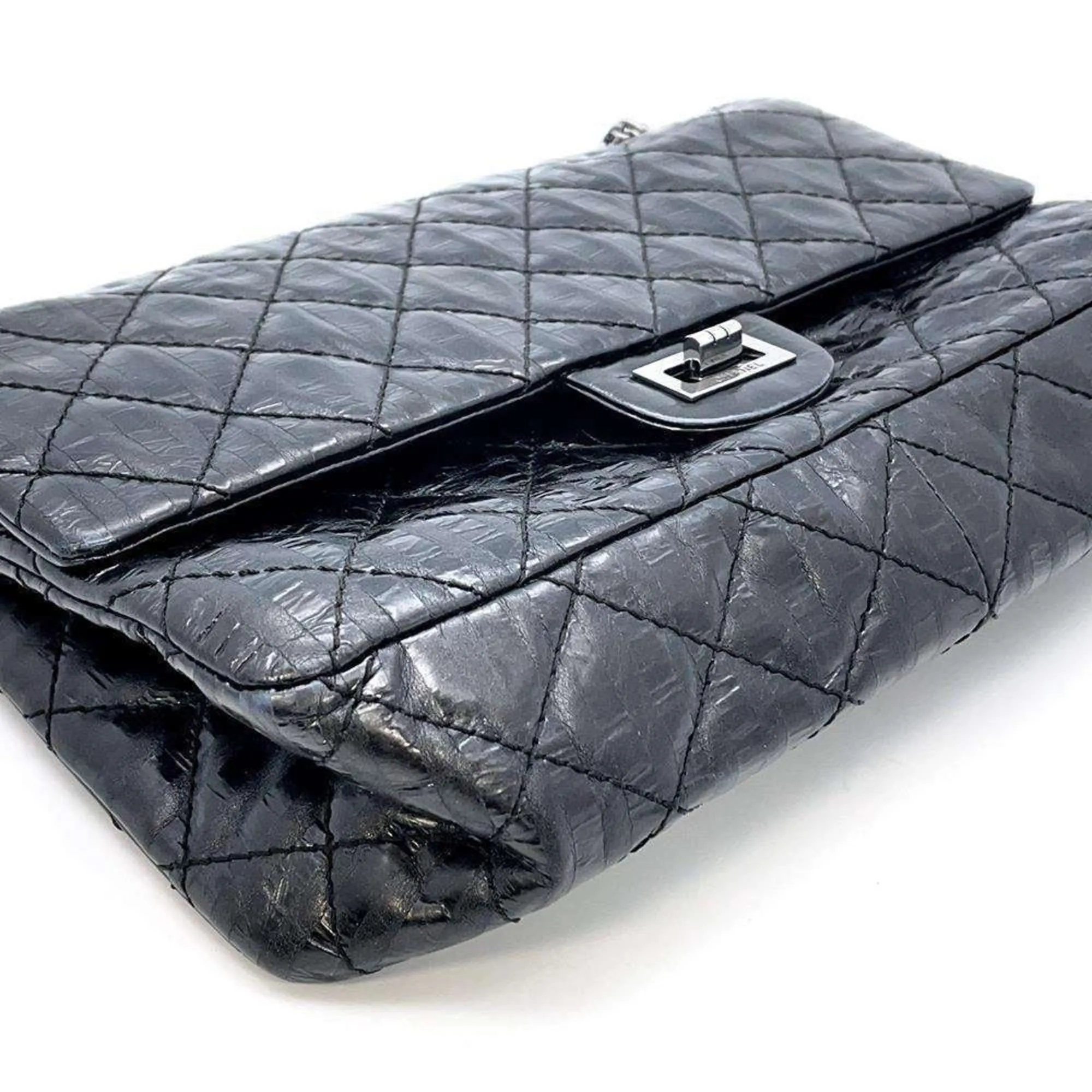 Chanel Chain Shoulder Bag 2.55 Matelasse Stripe Leather Large A37587 CHANEL Black