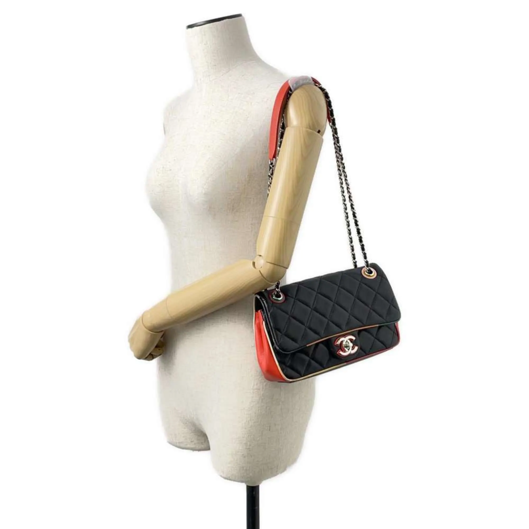 Chanel Chain Shoulder Bag Matelasse Coco Mark Lambskin A93691 CHANEL Black