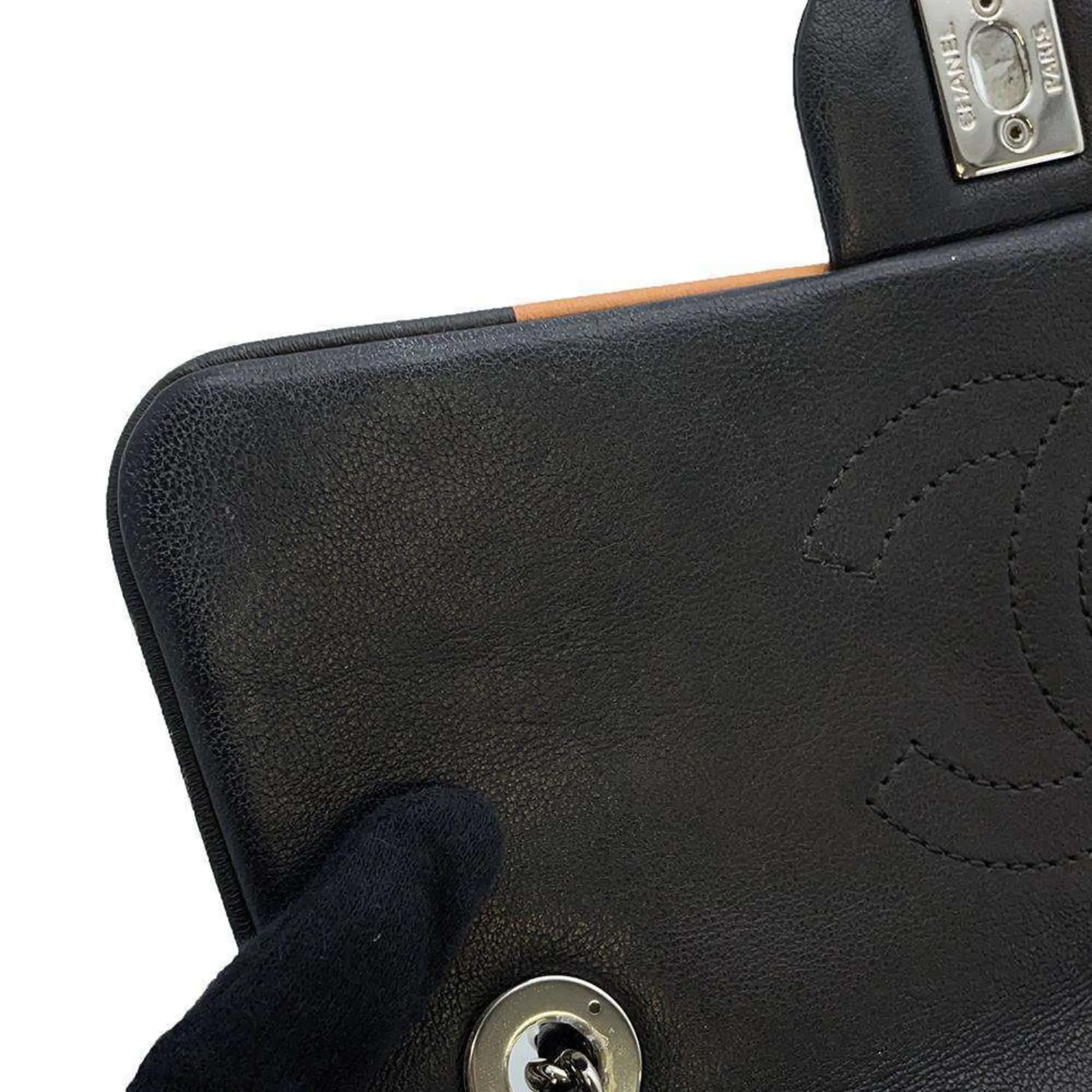 Chanel Chain Shoulder Bag Matelasse Coco Mark Lambskin A93691 CHANEL Black