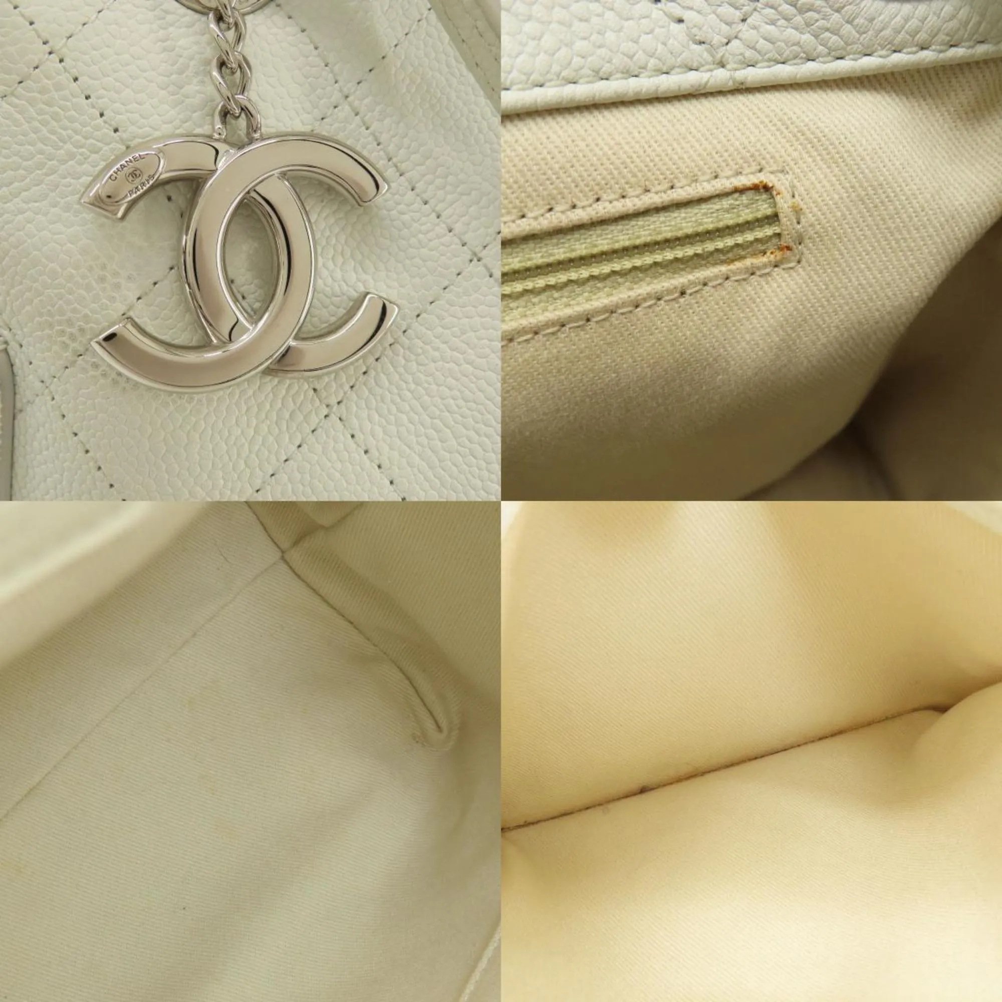 Chanel Chain Shoulder Coco Mark Tote Bag Caviar Skin Women's