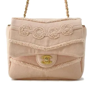 CHANEL COCO Flap ChainShoulder Bag Pink AS1595 Denim