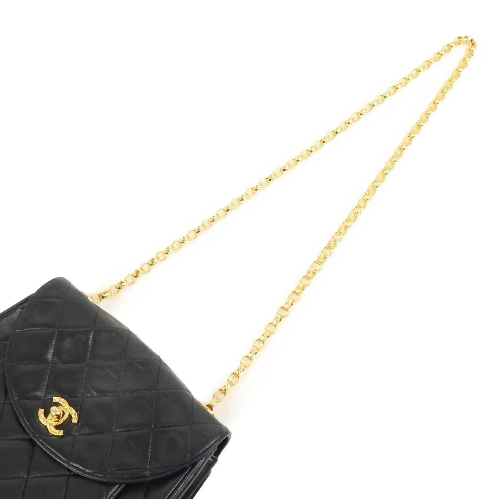 CHANEL Matelasse Lamb Skin Bijoux Chain Shoulder Bag Black