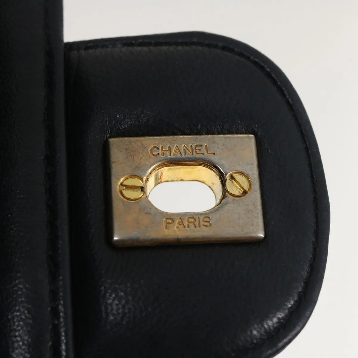 CHANEL Matelasse25 Double Chain Flap Shoulder Bag Lamb Skin Black CC Auth lt482A
