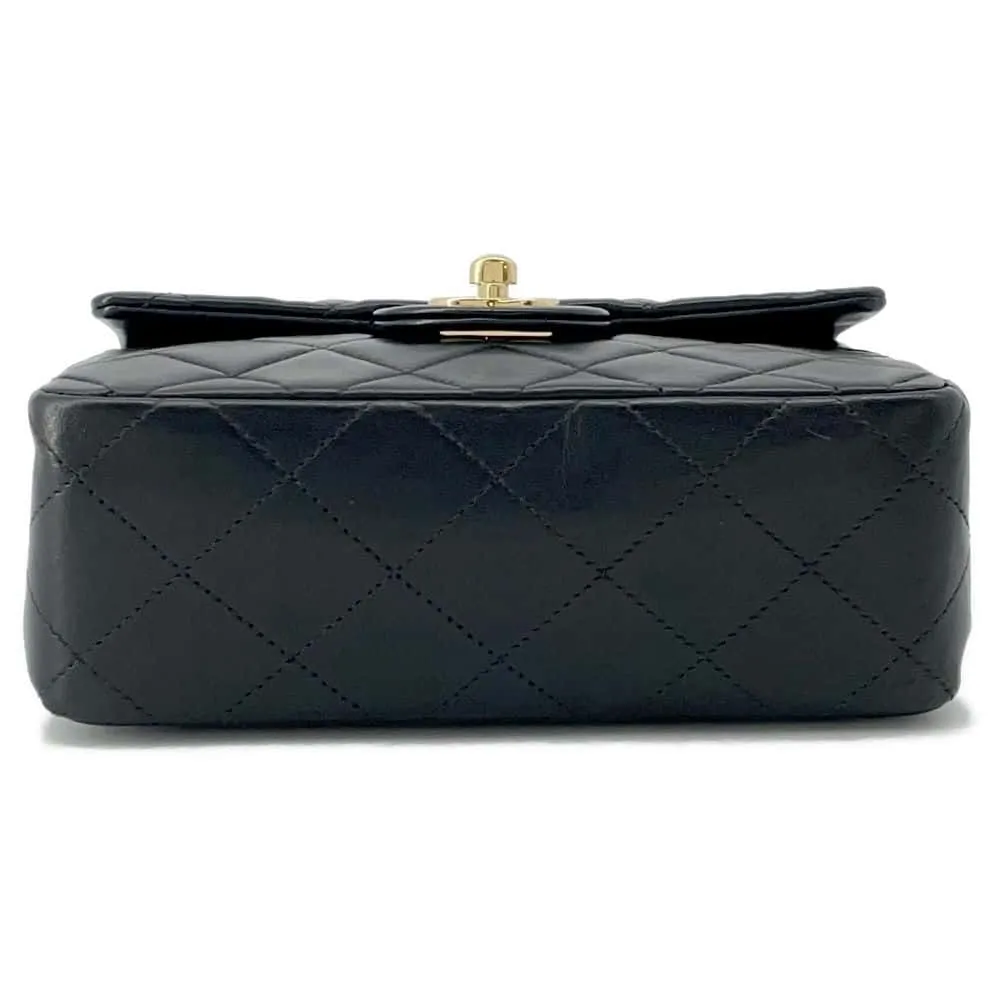 CHANEL Mini Matelasse Single Flap ChainShoulder Bag Black A01115 Lambskin