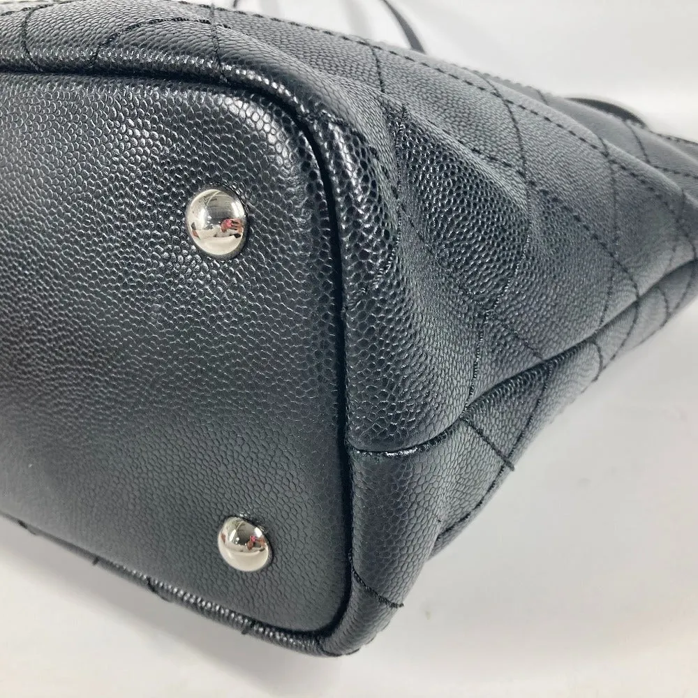 CHANEL Shoulder Bag Caviar skin black quilting CC COCO Mark Women Used