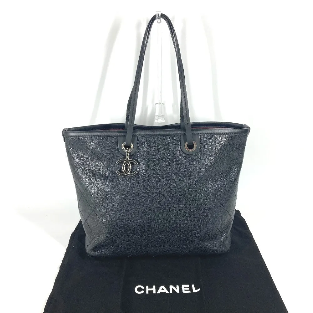 CHANEL Shoulder Bag Caviar skin black quilting CC COCO Mark Women Used