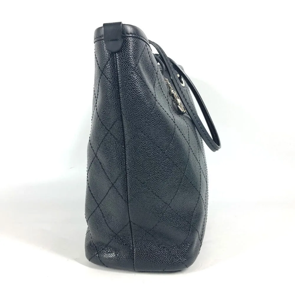 CHANEL Shoulder Bag Caviar skin black quilting CC COCO Mark Women Used