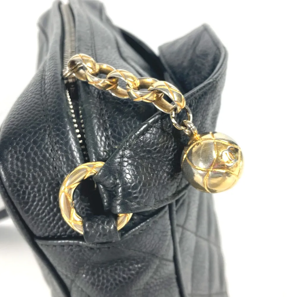 CHANEL Shoulder Bag Caviar skin black Vintage CC COCO Mark quilting matelasse Women Used