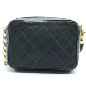 CHANEL Shoulder Bag lambskin Gray type CC COCO Mark Matrasse Fringe Women Used