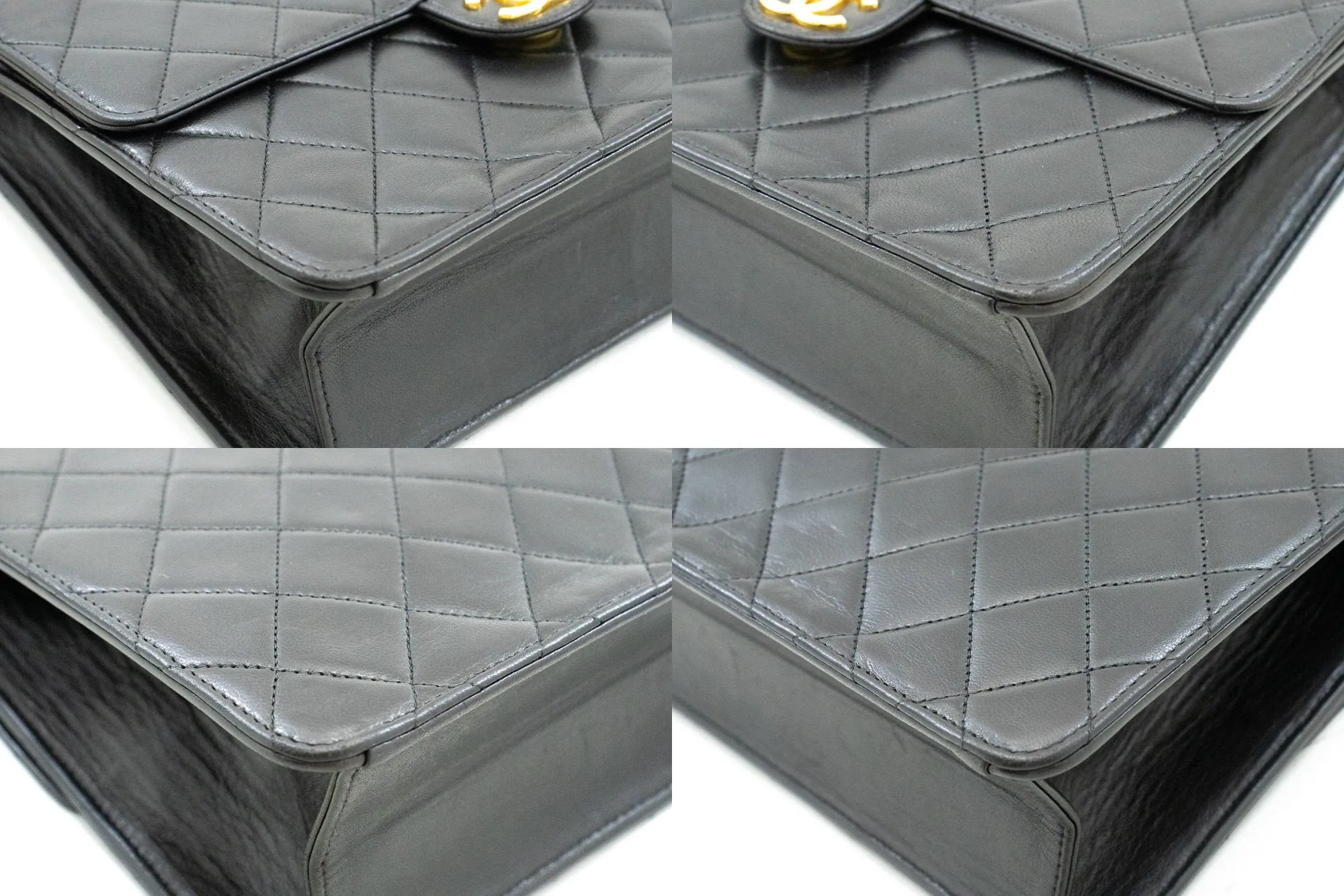 CHANEL Small Chain Shoulder Bag Clutch Black Quilted Flap Lambskin