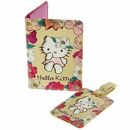 Character Travel Gifts Accessories (Hello Kitty, Passport Holder & Luggage Tag Set Vintage Style)