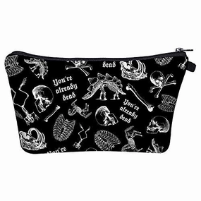 Chris.W Bone Makeup Bag Toiletry Pouch Waterproof Cosmetic Organizer with Zipper Clouser, Black