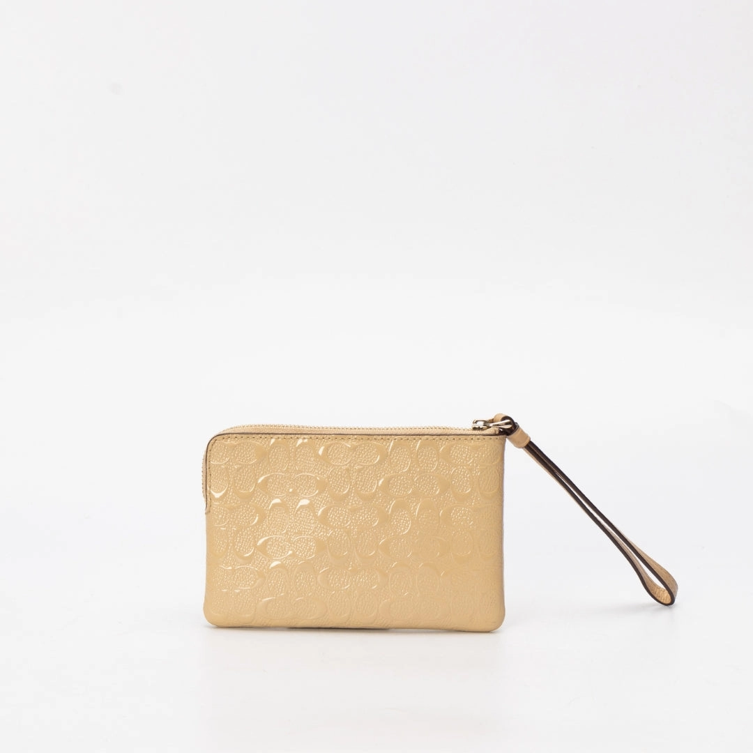 Coach Beige Patent Leather Wristlet