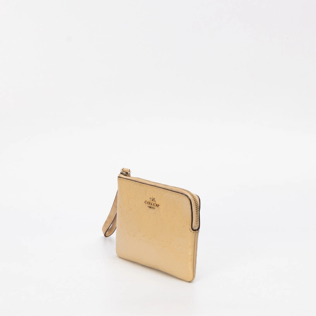 Coach Beige Patent Leather Wristlet