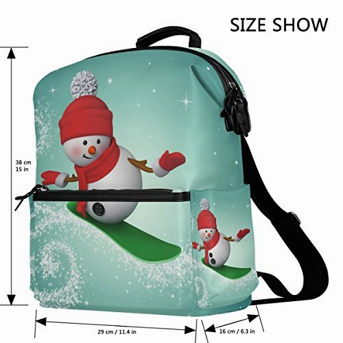 Colourlife Snowman Snowboarding Stylish Casual Shoulder Backpacks Laptop School Bags Travel
