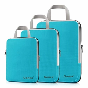 Compression Packing Cubes, Gonex Travel Organizers Upgraded 3PCS L M S(Blue)
