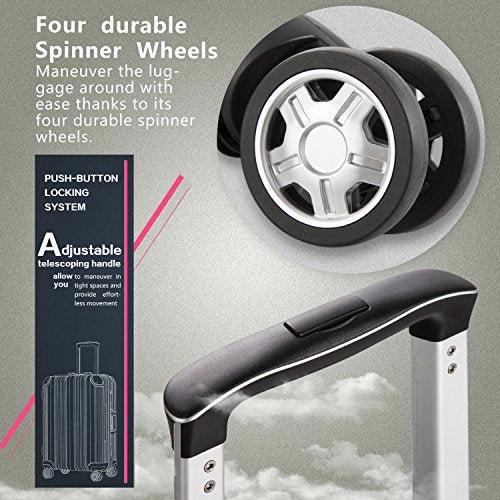 Coolife Luggage Aluminium Frame Suitcase with TSA Lock 100% PC (S(20in), Wine red)