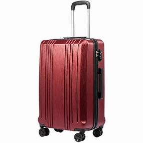 Coolife Luggage Expandable Suitcase PC ABS with TSA Lock Spinner 20in 24in 28in (wine red, L(28IN))