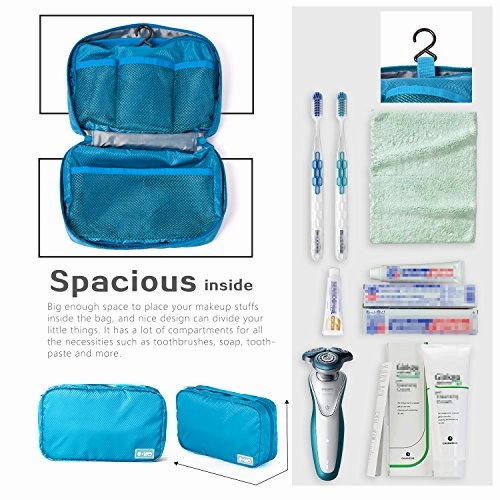 Coolife Packing Cubes Travel Organizers with Laundry Bag 7 Set Hanging Toiletry Bag Portable (blue)