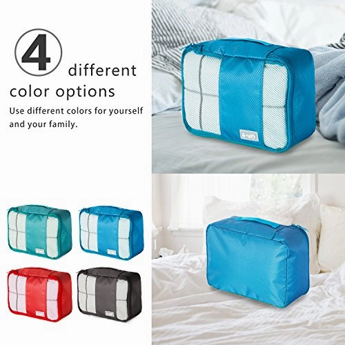 Coolife Packing Cubes Travel Organizers with Laundry Bag 7 Set Hanging Toiletry Bag Portable (blue)