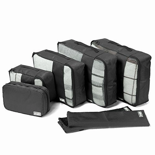 Coolife Packing Cubes Travel Organizers with Laundry Bag 7 Set Hanging Toiletry Bag Portable