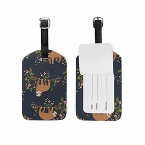 Cooper Girl Funny Sloth Luggage Tag Travel Id Label Leather For Baggage Suitcase
