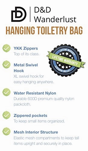 D&D Hanging Toiletry Bag  Designer Travel Organizer For Makeup And Toiletries For Men And Women