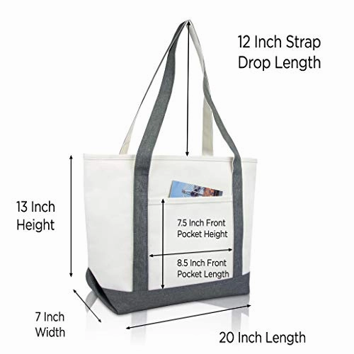 DALIX 20" K-Initial Tote Bag Monogrammed Cotton Canvas in Gray