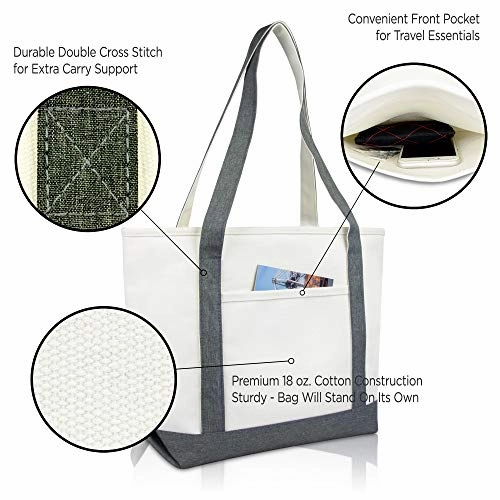 DALIX 20" K-Initial Tote Bag Monogrammed Cotton Canvas in Gray