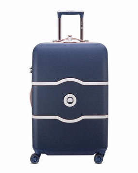 Delsey Paris Chatelet Hardside Luggage with Spinner Wheels (Navy, Checked-Medium 24 Inch)