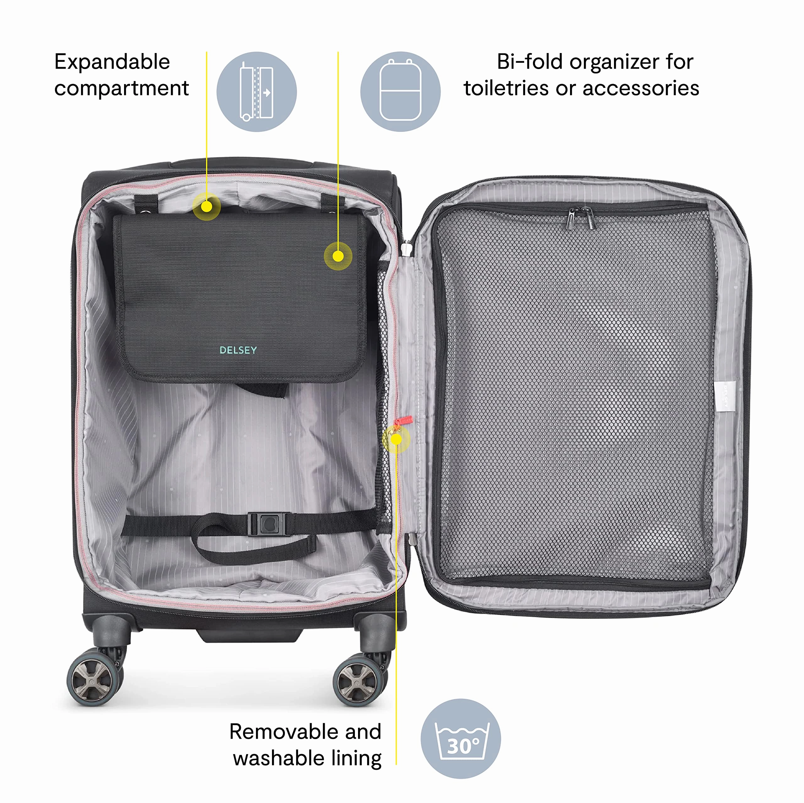 Delsey Paris Helium DLX Softside Expandable Carry On Luggage with Spinner Wheels