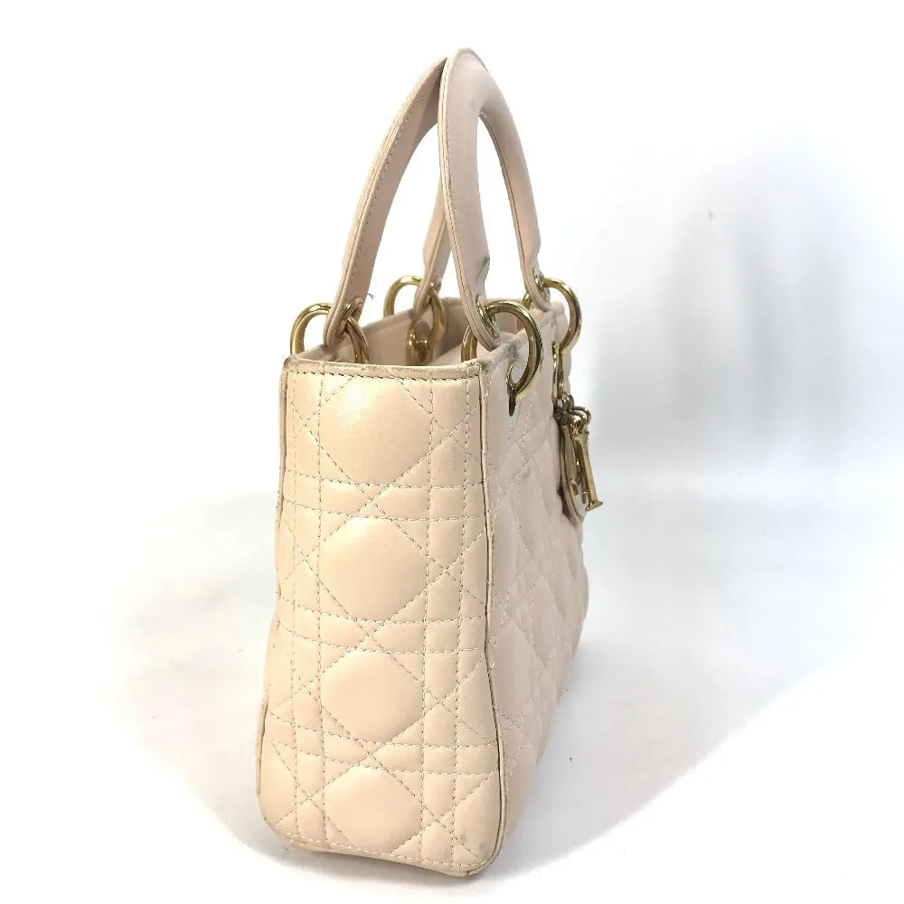 Dior Handbag leather beige Shoulder Bag Crossbody bag Lady Dior Women Used