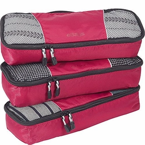 eBags Slim Packing Cubes for Travel - Organizers - 3pc Set - (Raspberry)