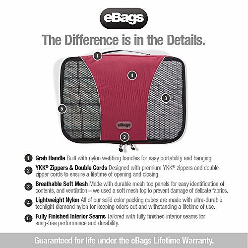 eBags Small/Medium/Large Packing Cubes for Travel - 6pc Sampler Set - (Raspberry)