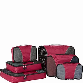 eBags Small/Medium/Large Packing Cubes for Travel - 6pc Sampler Set - (Raspberry)