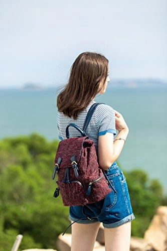 ECOSUSI Women Backpack College Travel Rucksack Vintage Casual Daypack with Drawstring for Teen
