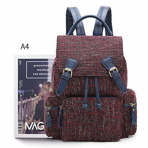 ECOSUSI Women Backpack College Travel Rucksack Vintage Casual Daypack with Drawstring for Teen
