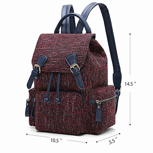 ECOSUSI Women Backpack College Travel Rucksack Vintage Casual Daypack with Drawstring for Teen