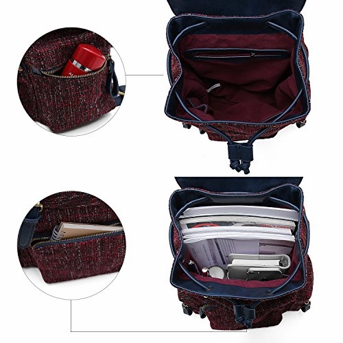 ECOSUSI Women Backpack College Travel Rucksack Vintage Casual Daypack with Drawstring for Teen