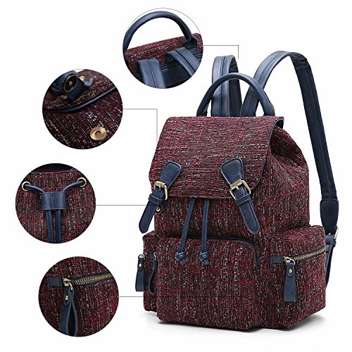 ECOSUSI Women Backpack College Travel Rucksack Vintage Casual Daypack with Drawstring for Teen