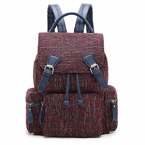 ECOSUSI Women Backpack College Travel Rucksack Vintage Casual Daypack with Drawstring for Teen