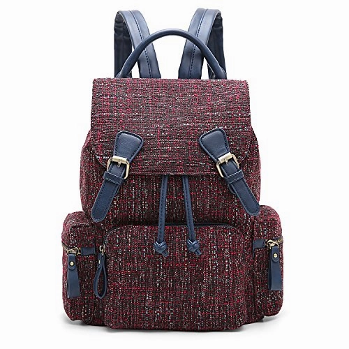 ECOSUSI Women Backpack College Travel Rucksack Vintage Casual Daypack with Drawstring for Teen