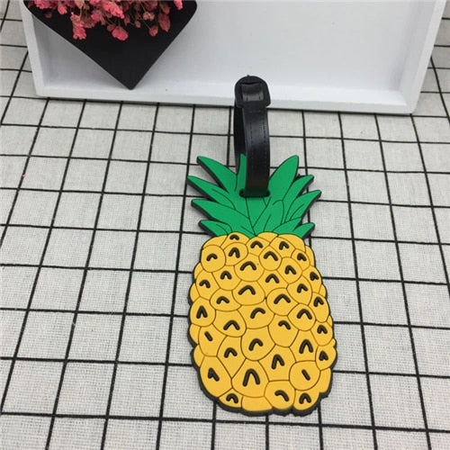 Etya Luggage Tag Silicone Cartoon Cute Fruits Food Beach Style Suitcase Tags Name Address Holder